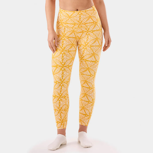 TaviSculpt® High Waisted 7/8 Leggings - Apricot Batik