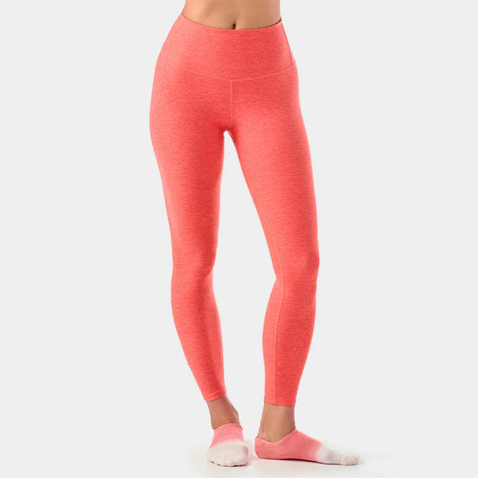 TaviCloud High Waisted Leggings - Hot Coral Space Dye