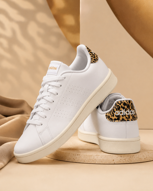 adidas Advantage 'Leopard Print' – Cloud White & Gold Metallic