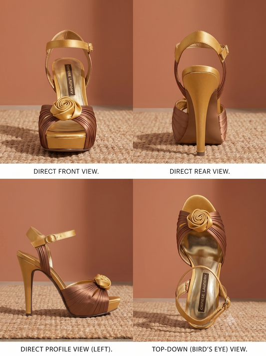 Chinese Laundry 'Bonita' Mixed-Satin Platform Sandal – Shiny Bronze & Gold