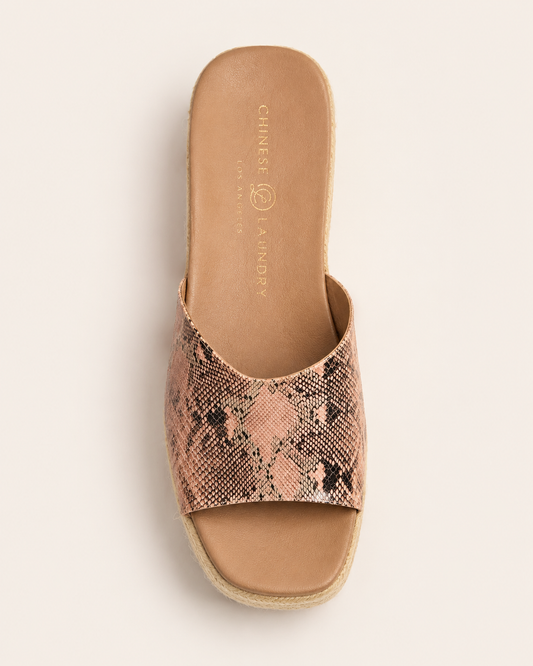 Chinese Laundry Seamist Pink Snake Espadrille Platform Sandals