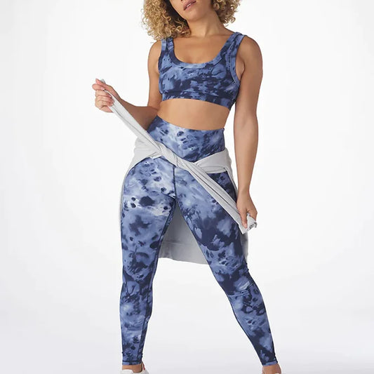 Glyder Sultry Rib : Legging tie-dye délavé nautique