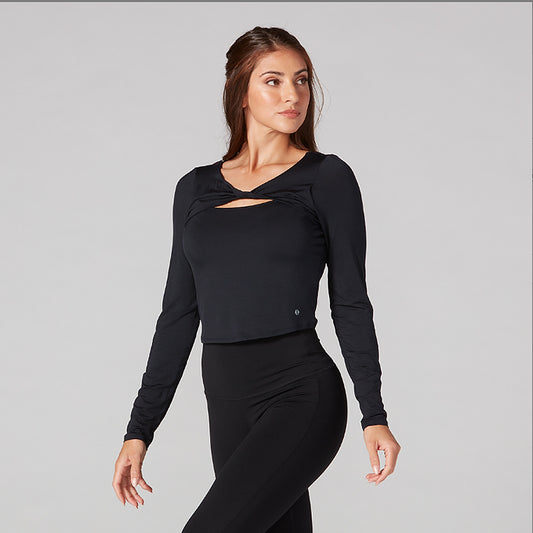 Tavi Form Cropped Long Sleeve  - Ebony