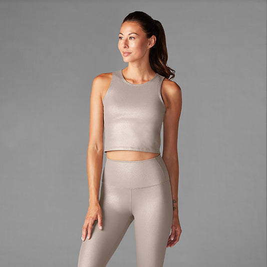 Tavi Crop Tank - Gold Metallic