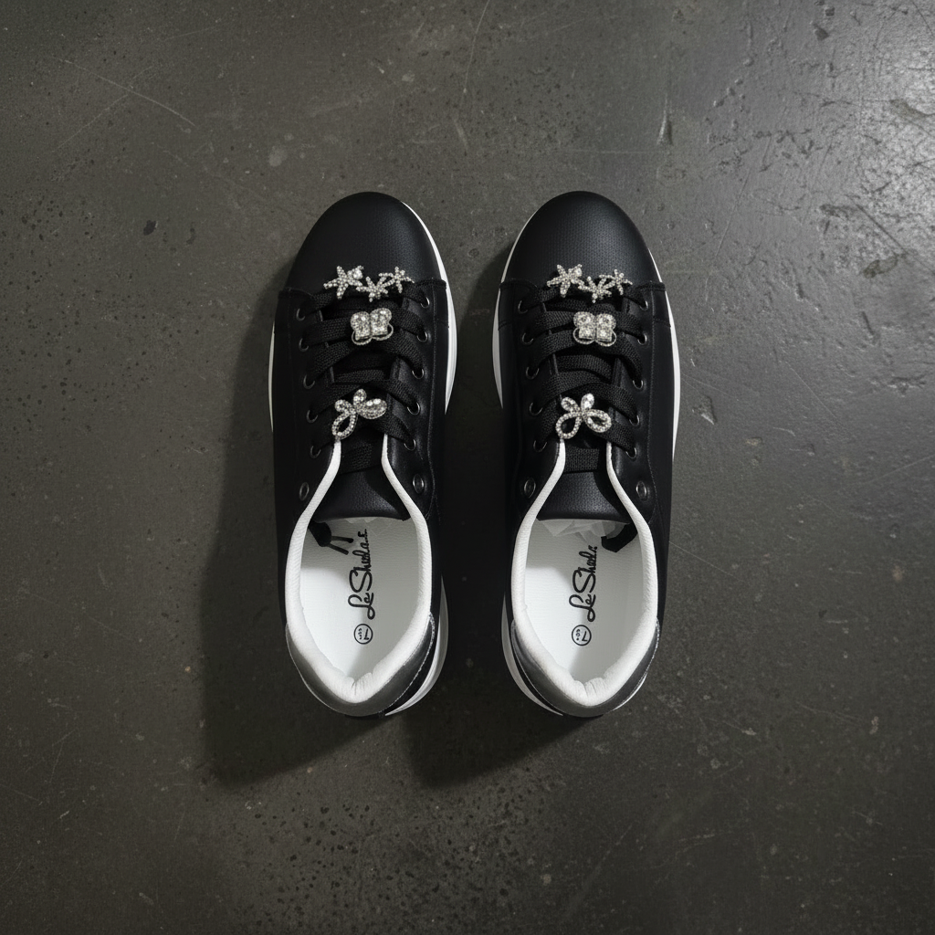 LSheelah ‘Hailey-26’ Crystal-Embellished Platform Sneaker – Onyx Black