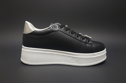 LSheelah ‘Hailey-26’ Crystal-Embellished Platform Sneaker – Onyx Black
