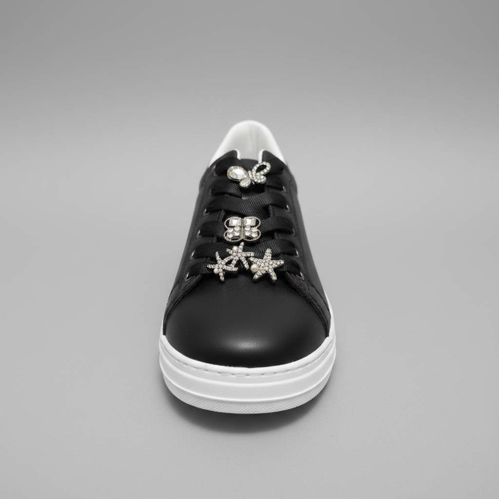 LSheelah ‘Hailey-26’ Crystal-Embellished Platform Sneaker – Onyx Black