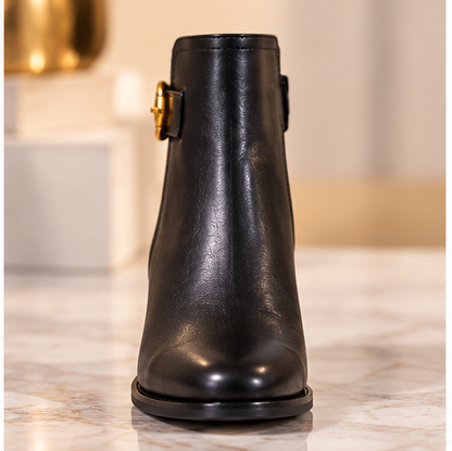 Cole Haan Hanover Buckle Leather Ankle Booties – Black