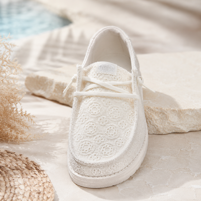 HEYDUDE Wendy Youth Eyelet Lace – All White
