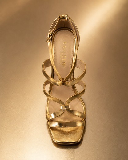 Kayleen by Los Angeles EVLALLIA-1 Strappy Heeled Sandals – Gold