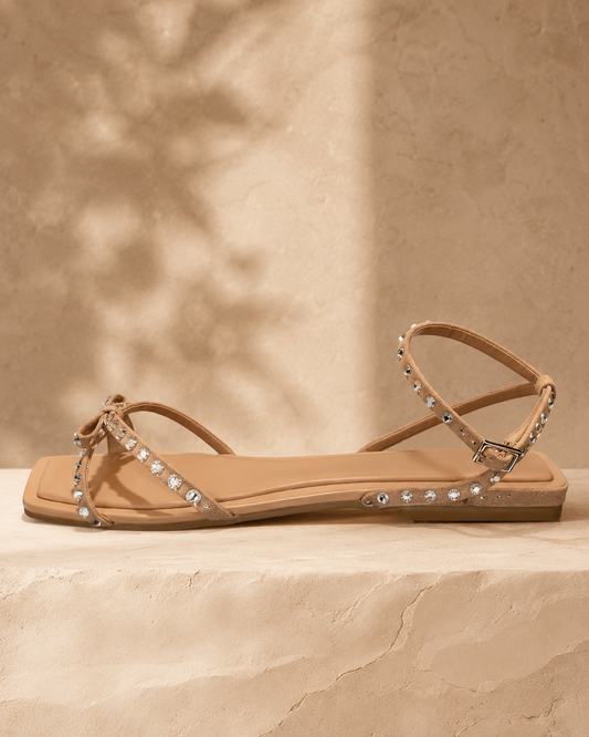 I.N.C. International Concepts Women’s Yarina Rhinestone Flat Sandals – Dark Almond