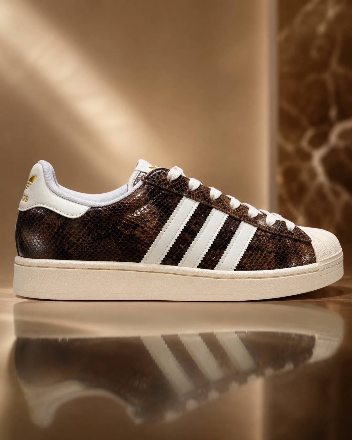 adidas Superstar II Women’s Snakeskin Sneakers – Preloved Brown & Cream White