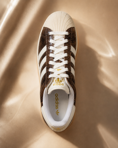 adidas Superstar II Women’s Snakeskin Sneakers – Preloved Brown & Cream White