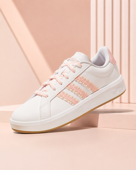 adidas Grand Court 3.0 Women’s Sneakers – White & Blush Pink