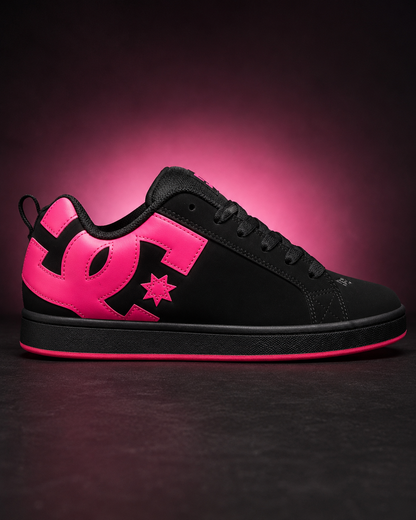 DC Shoes Court Graffik Women’s Skate Shoes — Black/Hot Pink