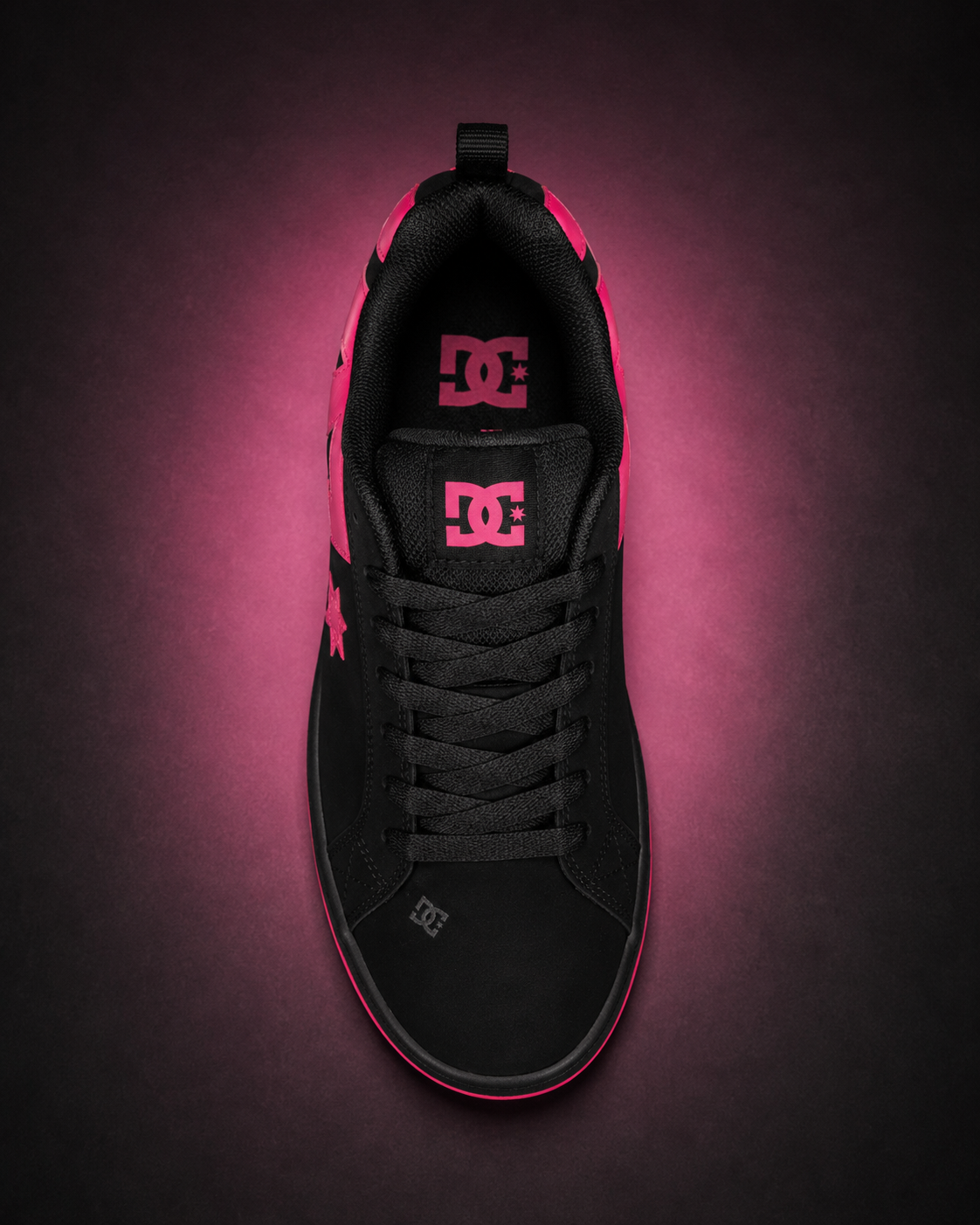DC Shoes Court Graffik Women’s Skate Shoes — Black/Hot Pink