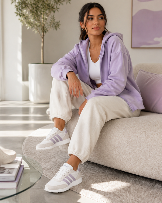 adidas Run 60s 2.0 Sneakers — Cloud White / Metallic Purple