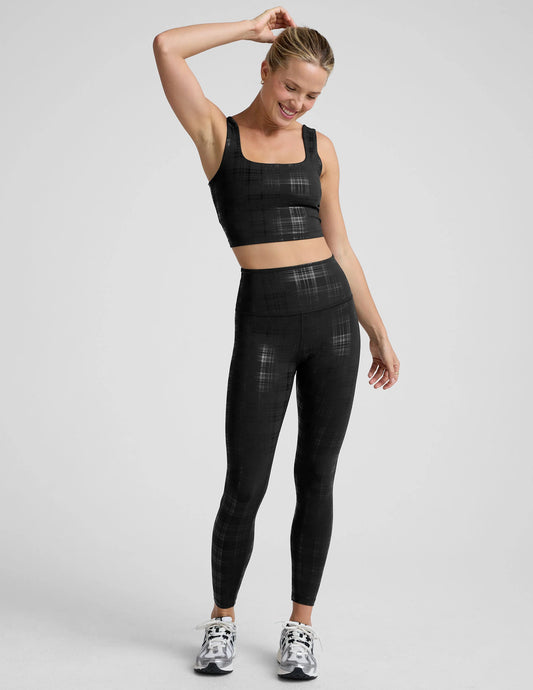 Beyond Yoga - Legging midi taille haute motif carreaux métallisé