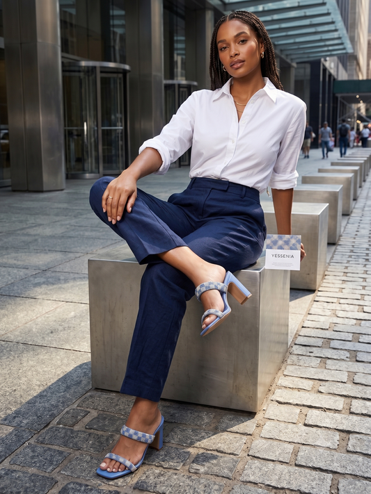 Chinese Laundry Yessenia Crystal Strappy Mules in Vivid Blue
