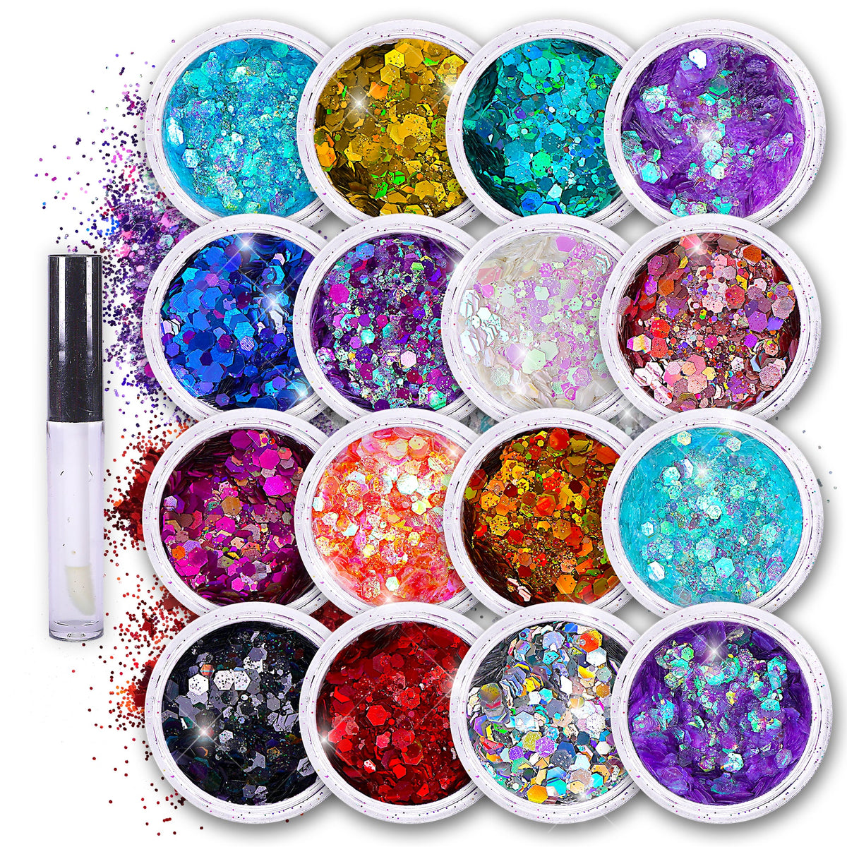 16 pack + 1 Cosmetic Holographic Body Glitter