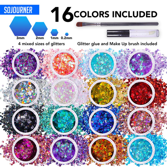 16 pack + 1 Cosmetic Holographic Body Glitter
