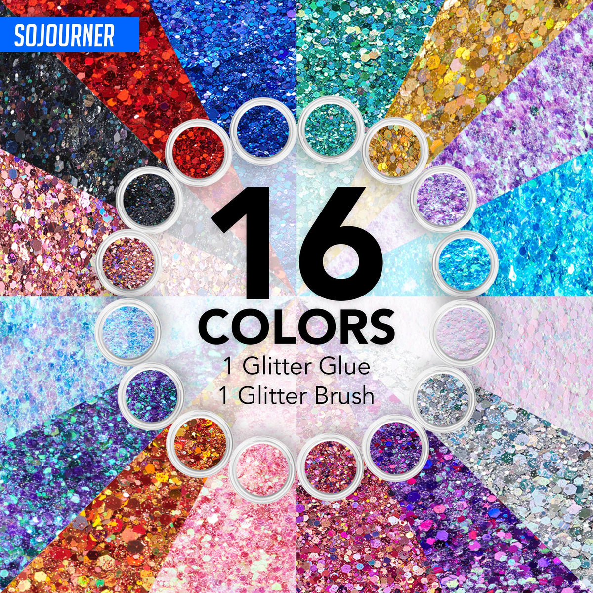 16 pack + 1 Cosmetic Holographic Body Glitter