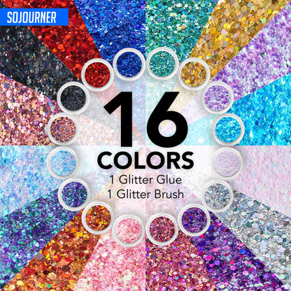 16 pack + 1 Cosmetic Holographic Body Glitter
