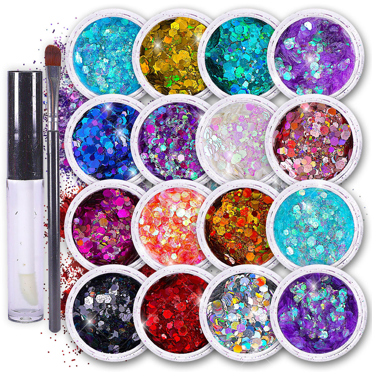 16 pack + 1 Cosmetic Holographic Body Glitter