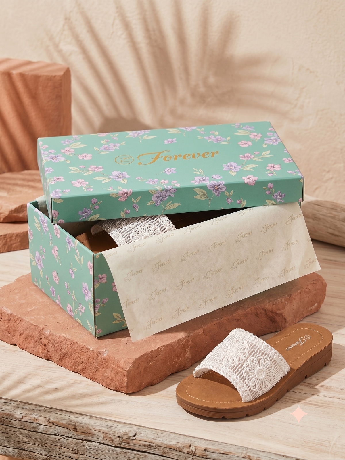 Forever Offer- White Boho Macramé Floral Slides